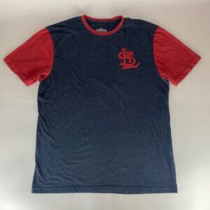 St Louis Cardinals Navy Blue Red Jacket Short Sleeve Ringer Tee Shirt Mens XL